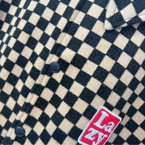 Lazy oaf brown buttons checker jacket S - Picture 5 of 9